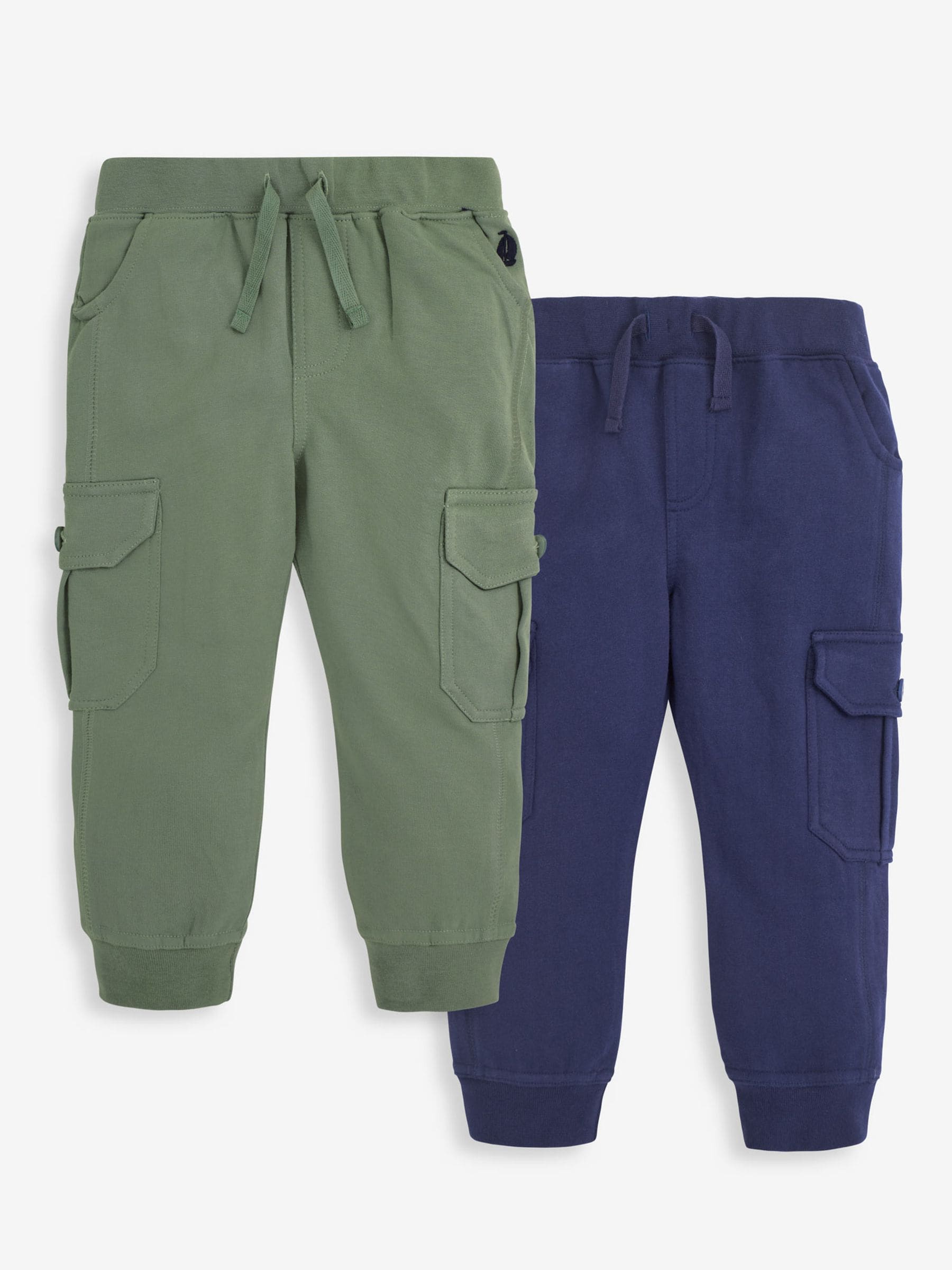 JoJo Maman Bébé Navy Blue & Khaki Green 2-Pack Cargo Joggers image 7