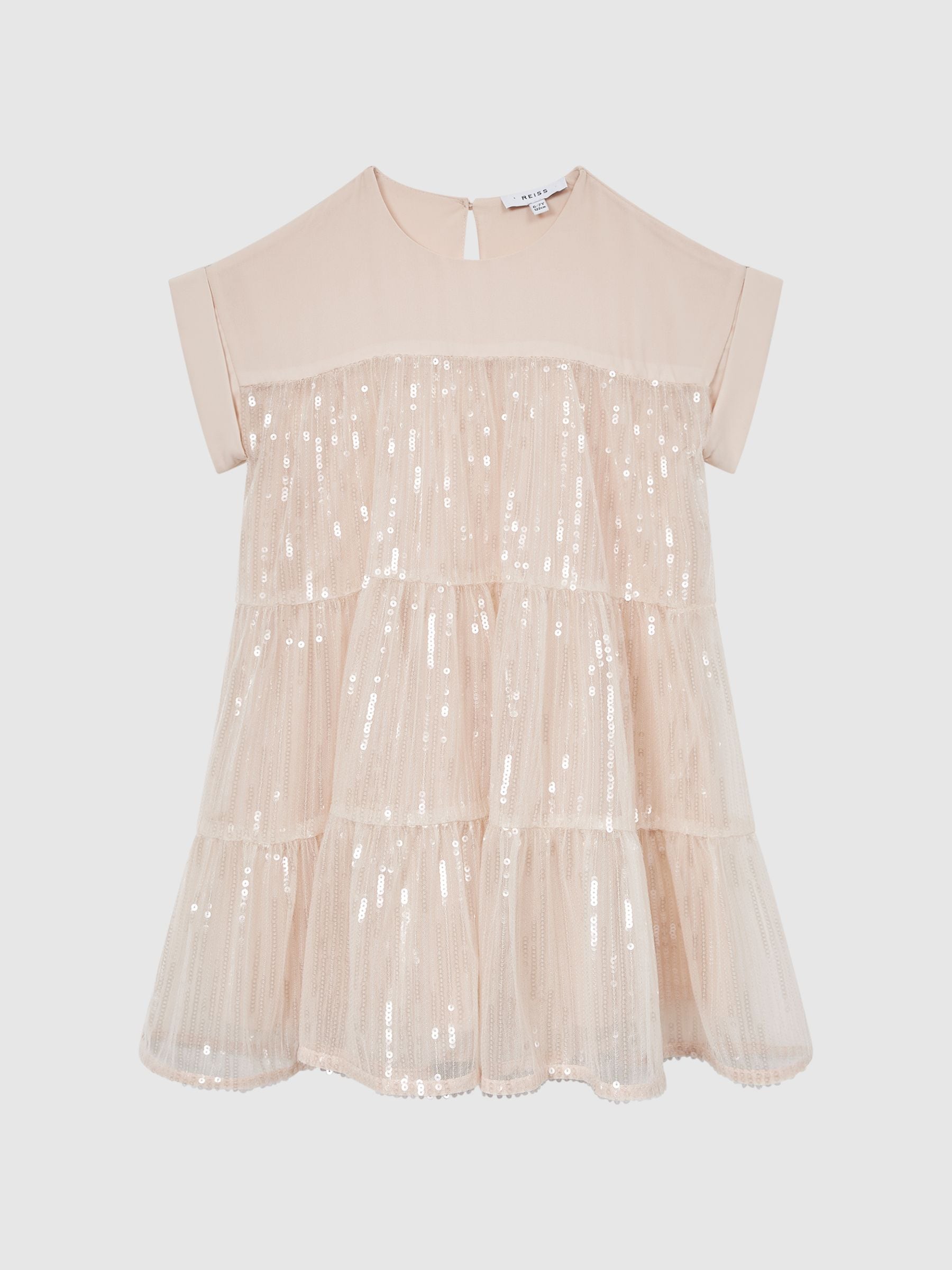 Dsiney Kidz - Reiss Pale Pink Luci 9-12 yrs Sequin Tiered Dress image 2