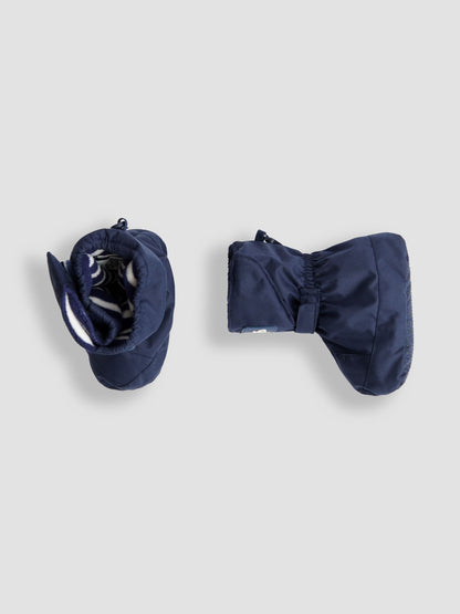 JoJo Maman Bébé Navy Blue Waterproof Fleece Lined Baby Booties image 3
