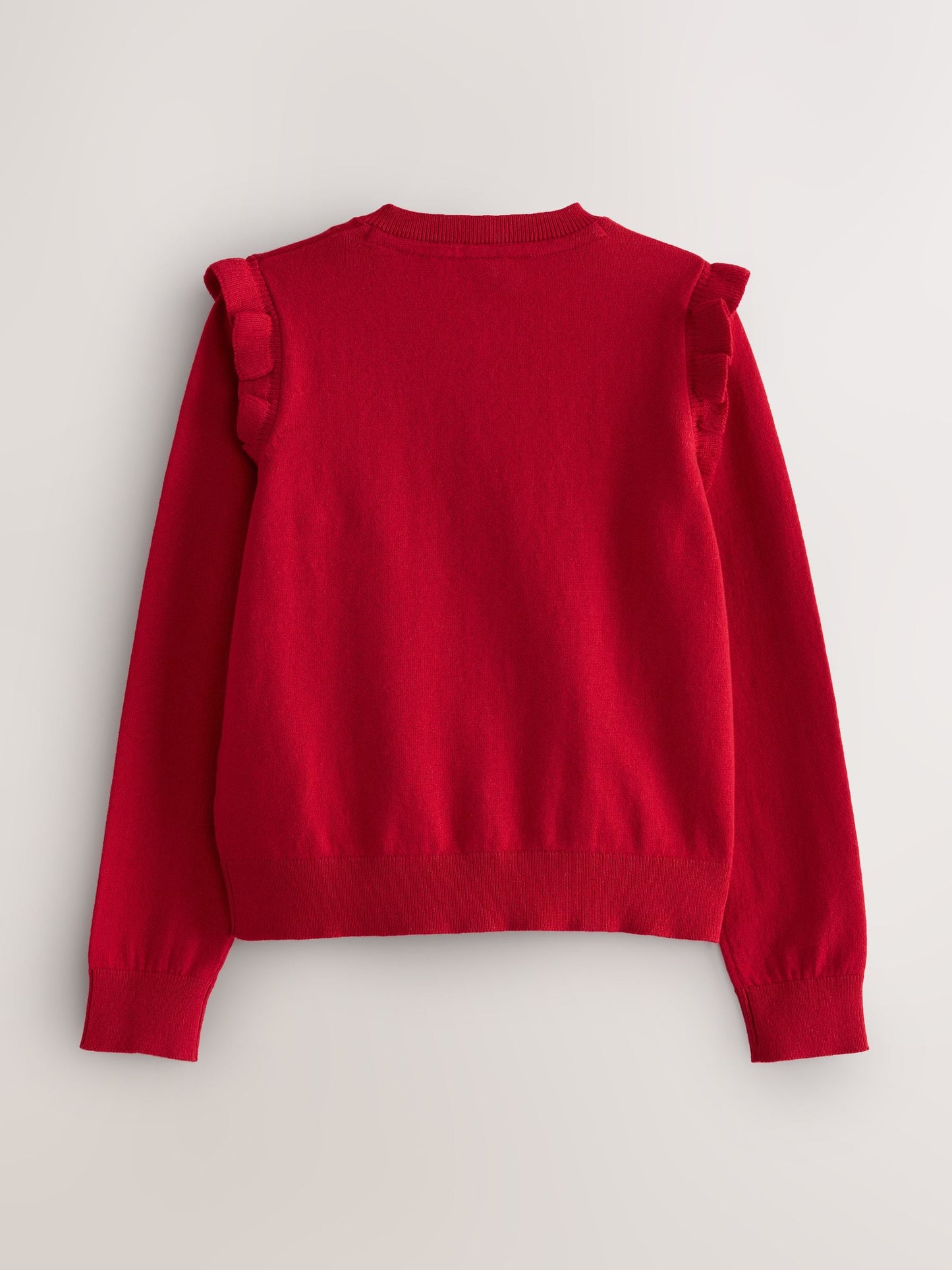 Dsiney Kidz - Red Cotton Rich Frill Shoulder School Cardigan (3-16yrs) image 8