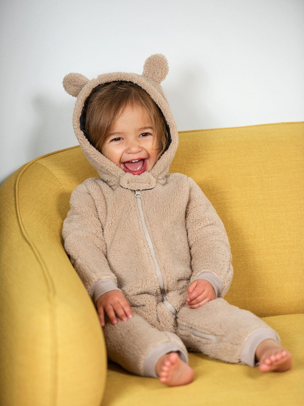Frugi 100% Cotton Snuggle Fleece Brown Pramsuit All-In-One - image 1