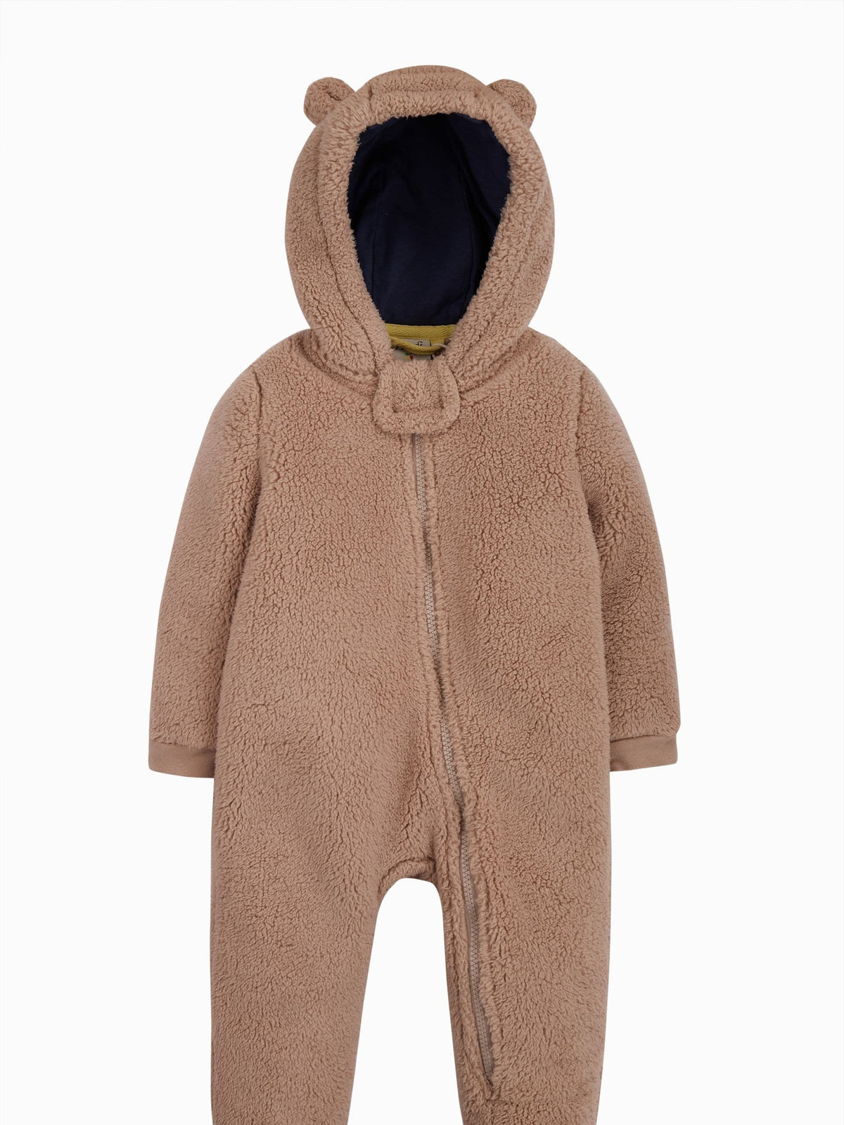 Frugi 100% Cotton Snuggle Fleece Brown Pramsuit All-In-One - image 2