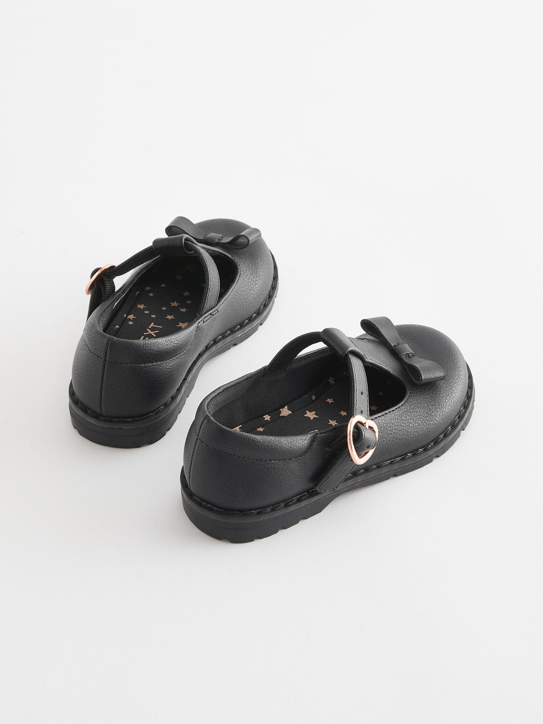 Black Matt Standard Fit (F) School Junior Bow T-Bar Shoes image 6