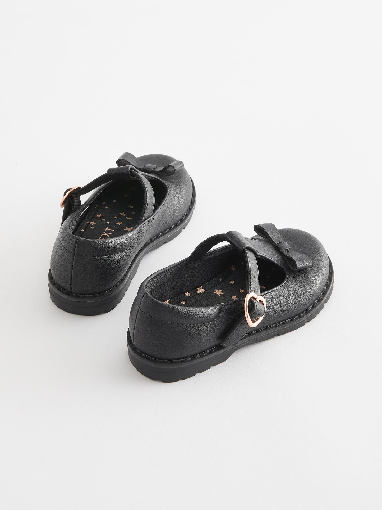 Black Matt Standard Fit (F) School Junior Bow T-Bar Shoes image 5