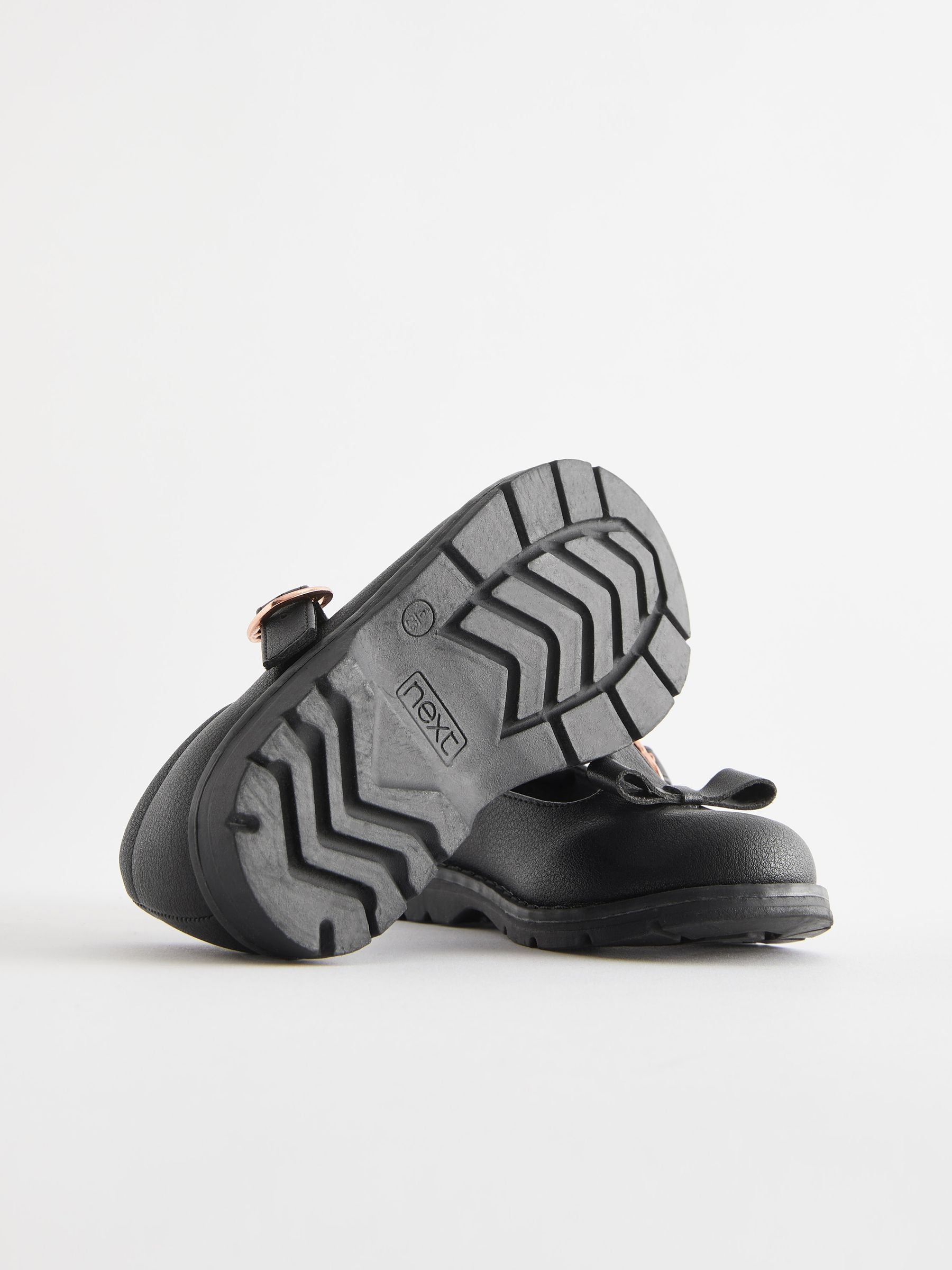 Black Matt Standard Fit (F) School Junior Bow T-Bar Shoes image 9