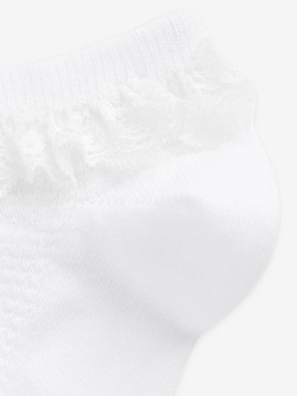 White 5 Pack Cotton Rich Ruffle Trainer Socks image 3