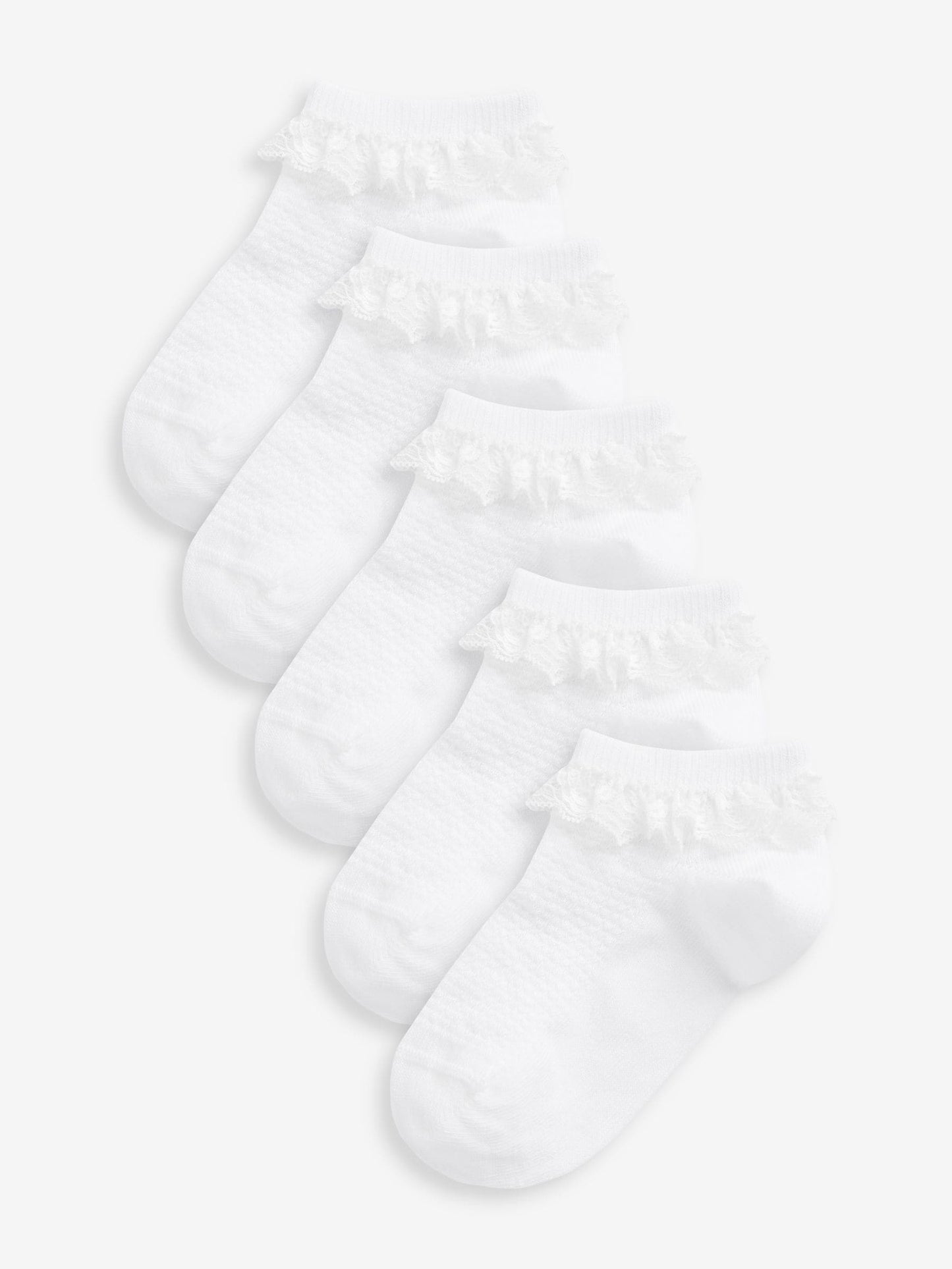 White 5 Pack Cotton Rich Ruffle Trainer Socks image 1