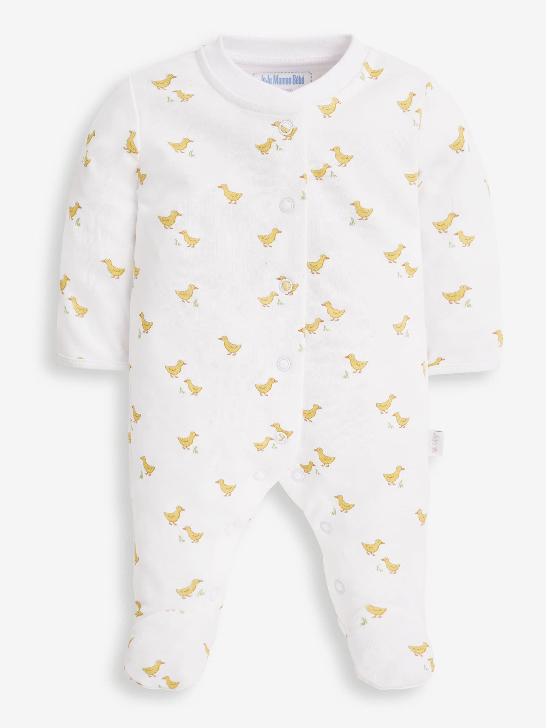 JoJo Maman Bébé Yellow Duck 2-Piece Baby Sleepsuit & Velour Jacket Set image 2