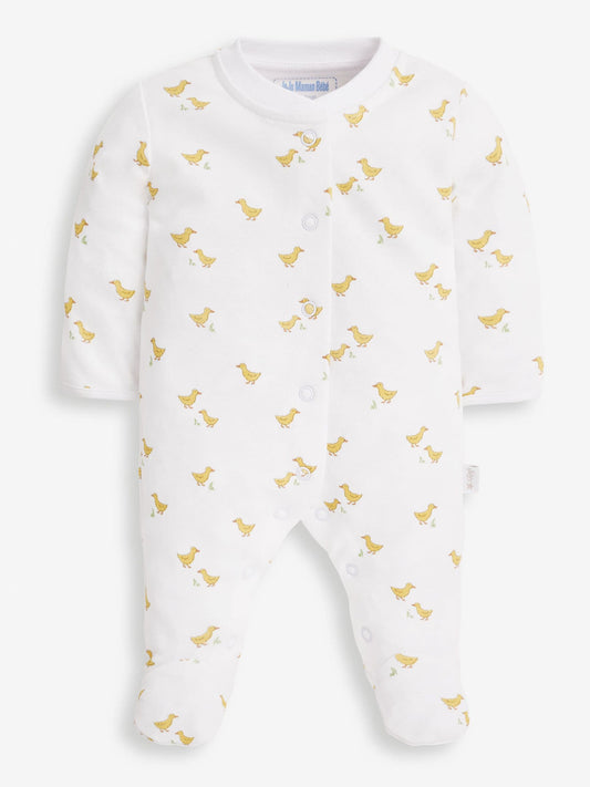JoJo Maman Bébé Yellow Duck 2-Piece Baby Sleepsuit & Velour Jacket Set image 2