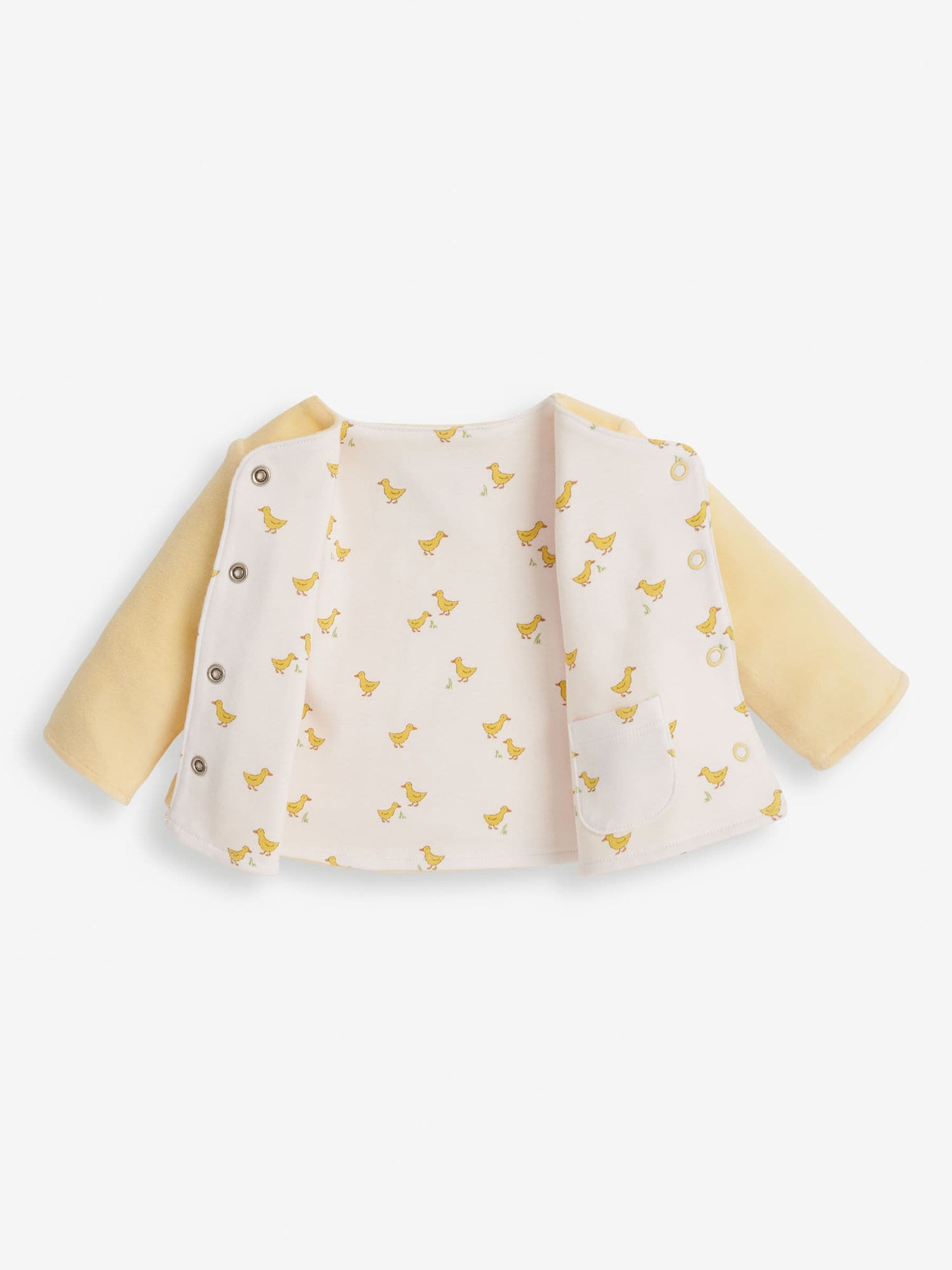 JoJo Maman Bébé Yellow Duck 2-Piece Baby Sleepsuit & Velour Jacket Set image 4