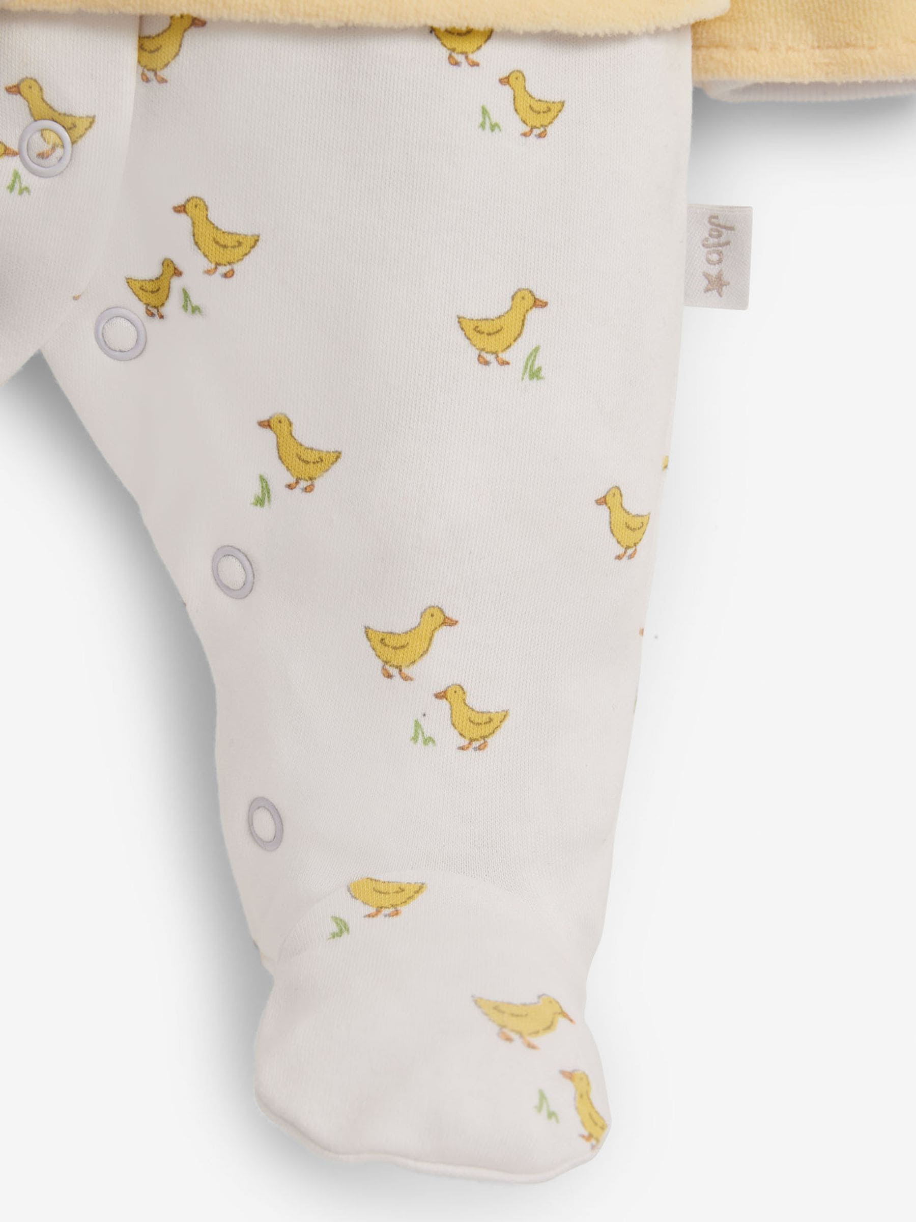 JoJo Maman Bébé Yellow Duck 2-Piece Baby Sleepsuit & Velour Jacket Set image 5