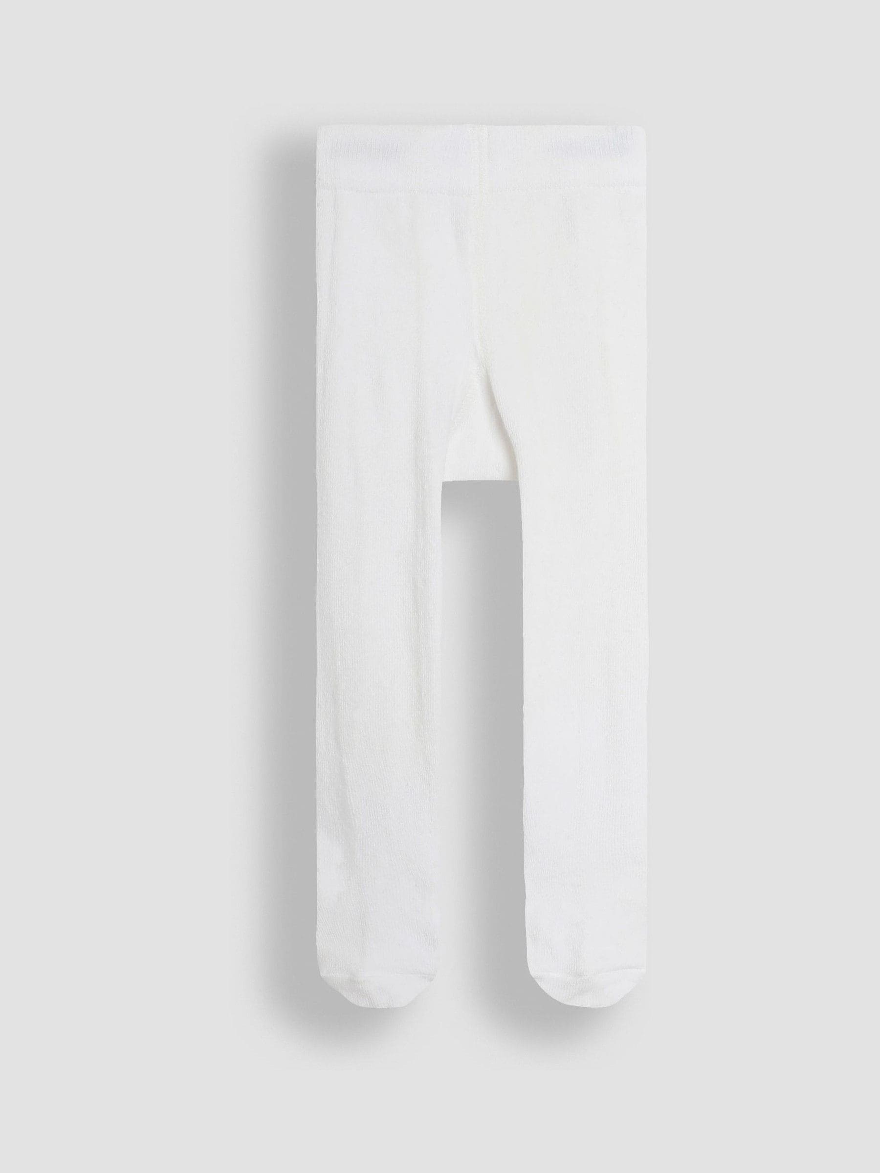 Dsiney Kidz - JoJo Maman Bébé White Cotton Rich Plain Tights image 2