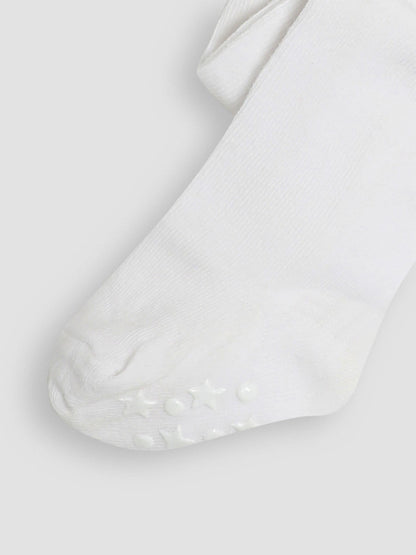 Dsiney Kidz - JoJo Maman Bébé White Cotton Rich Plain Tights image 3