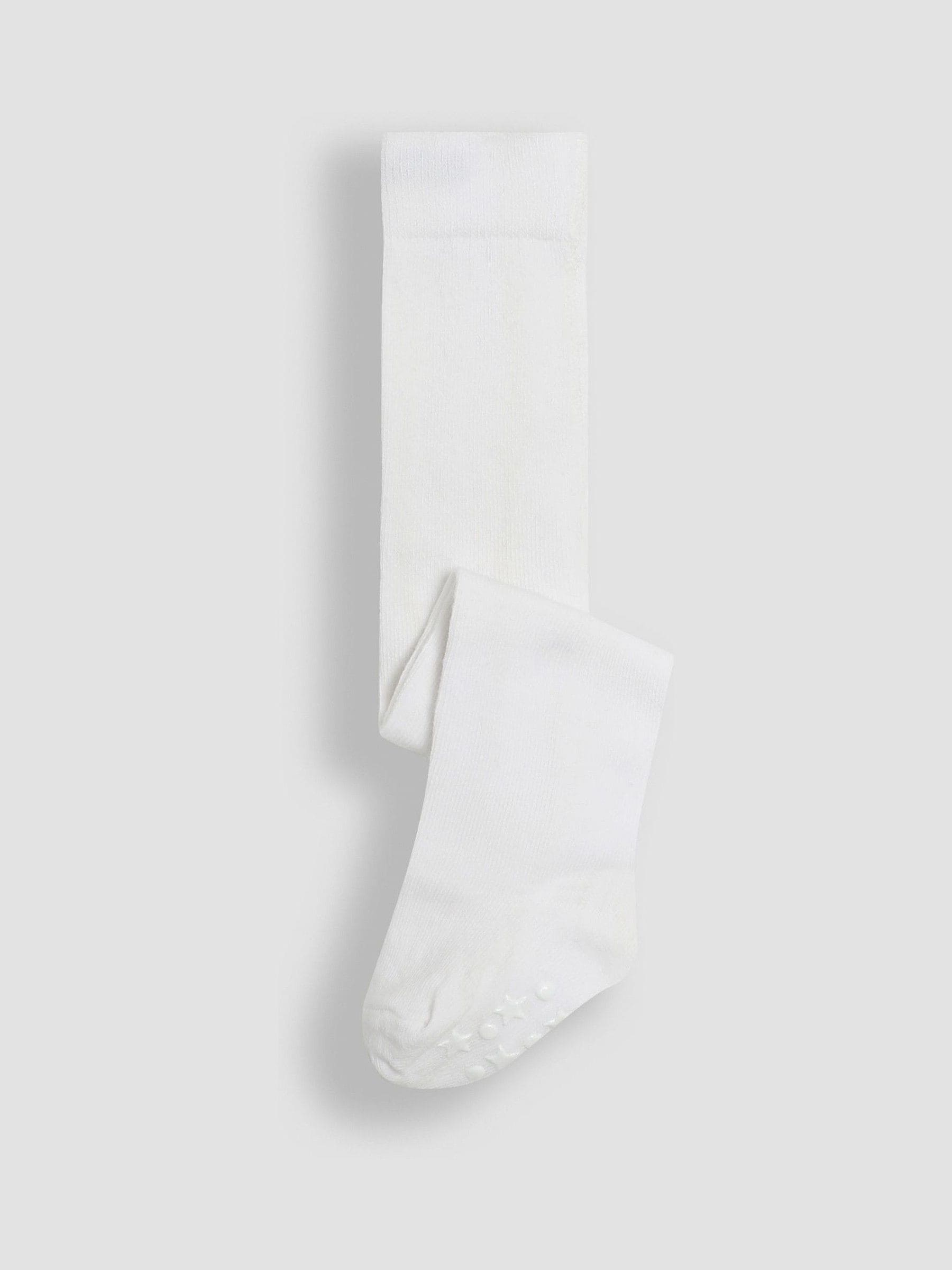 Dsiney Kidz - JoJo Maman Bébé White Cotton Rich Plain Tights image 1