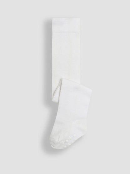 Dsiney Kidz - JoJo Maman Bébé White Cotton Rich Plain Tights image 1
