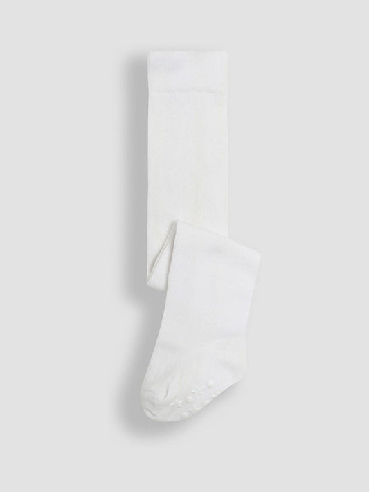 Dsiney Kidz - JoJo Maman Bébé White Cotton Rich Plain Tights image 1