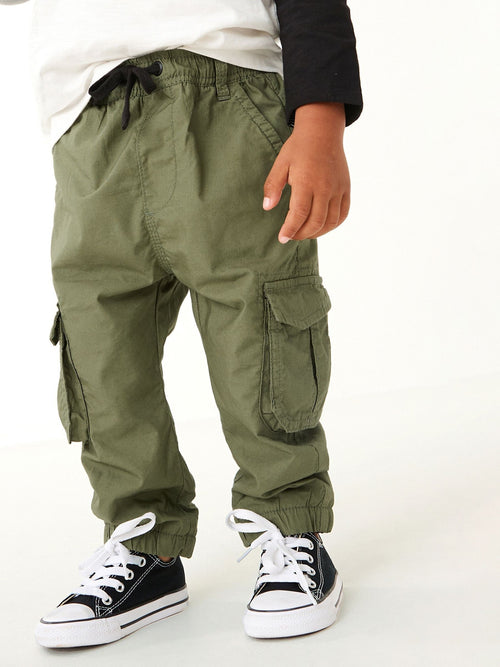 Khaki Green Lined Cargo Trousers (3mths-7yrs) image 1