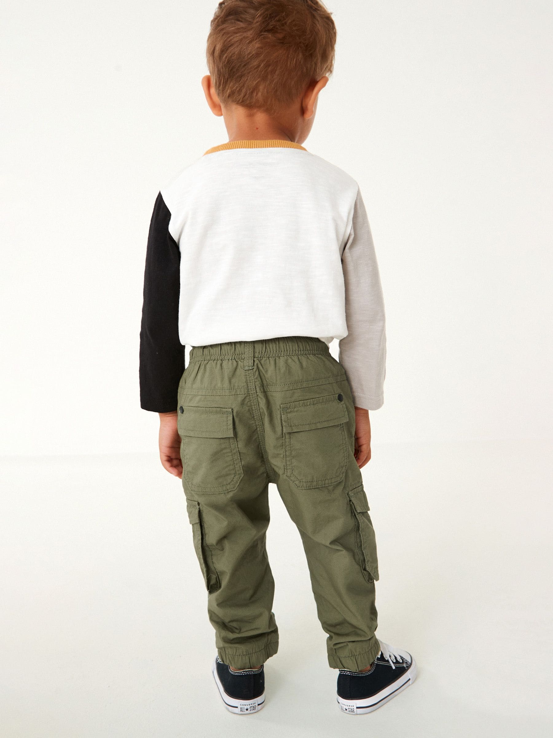 Khaki Green Lined Cargo Trousers (3mths-7yrs) image 3