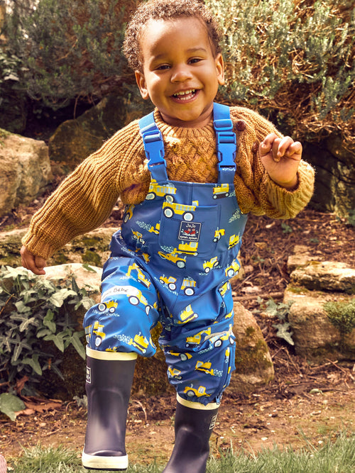 JoJo Maman Bébé Navy Blue Contrast Trim Lined Wellies image 1