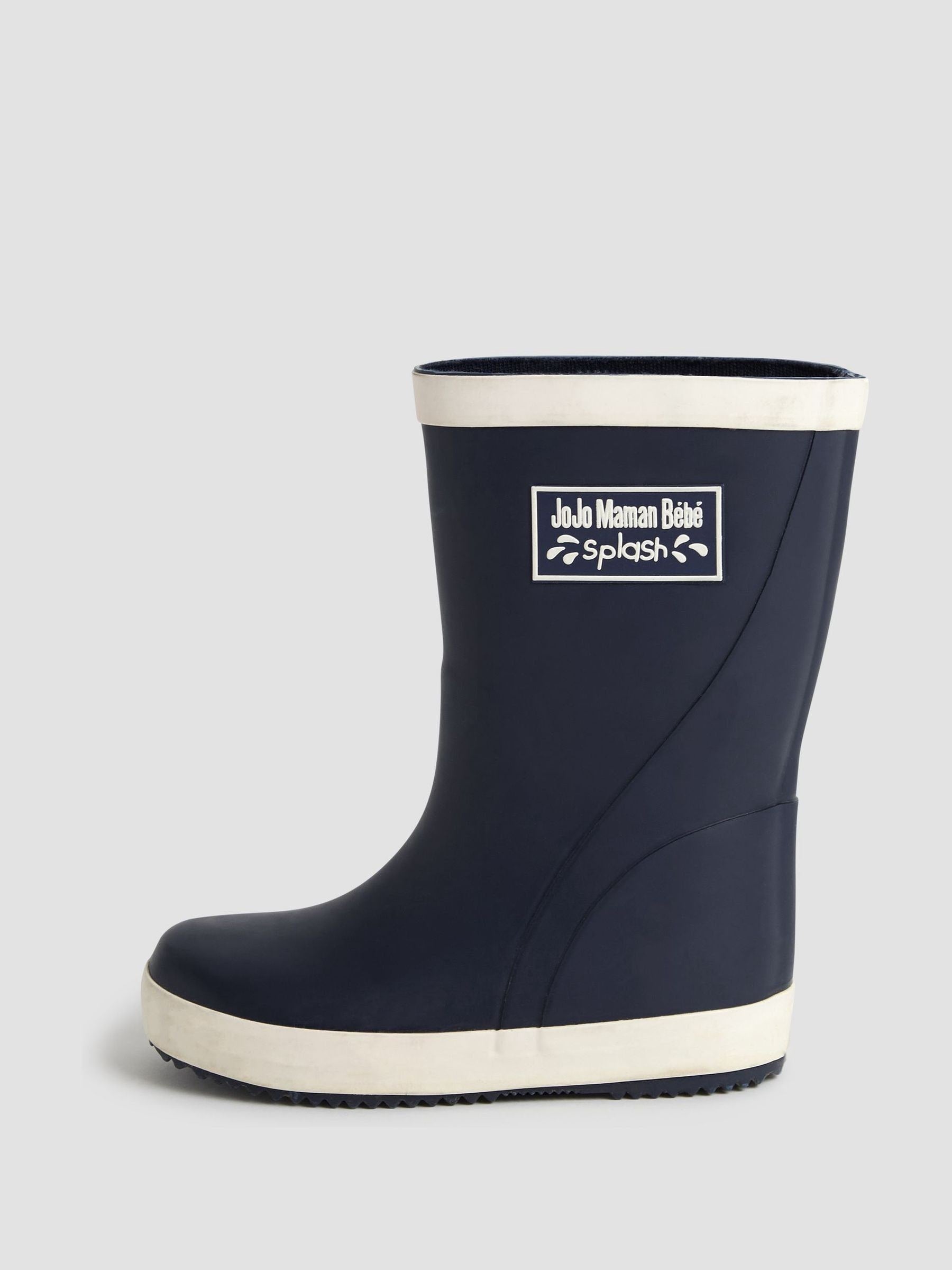 JoJo Maman Bébé Navy Blue Contrast Trim Lined Wellies image 4
