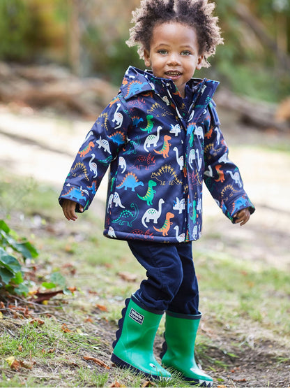 JoJo Maman Bébé Green Dino Printed Lined Wellies image 1