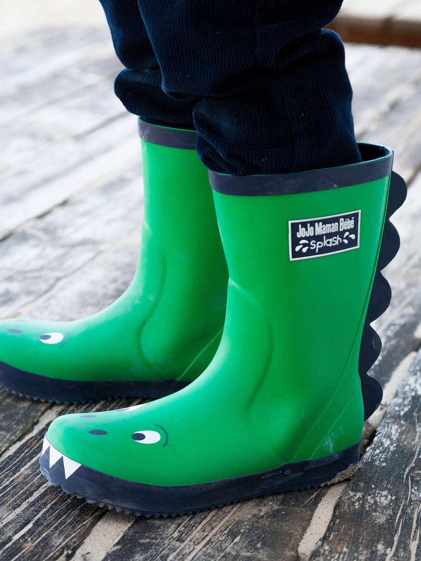 JoJo Maman Bébé Green Dino Printed Lined Wellies image 3