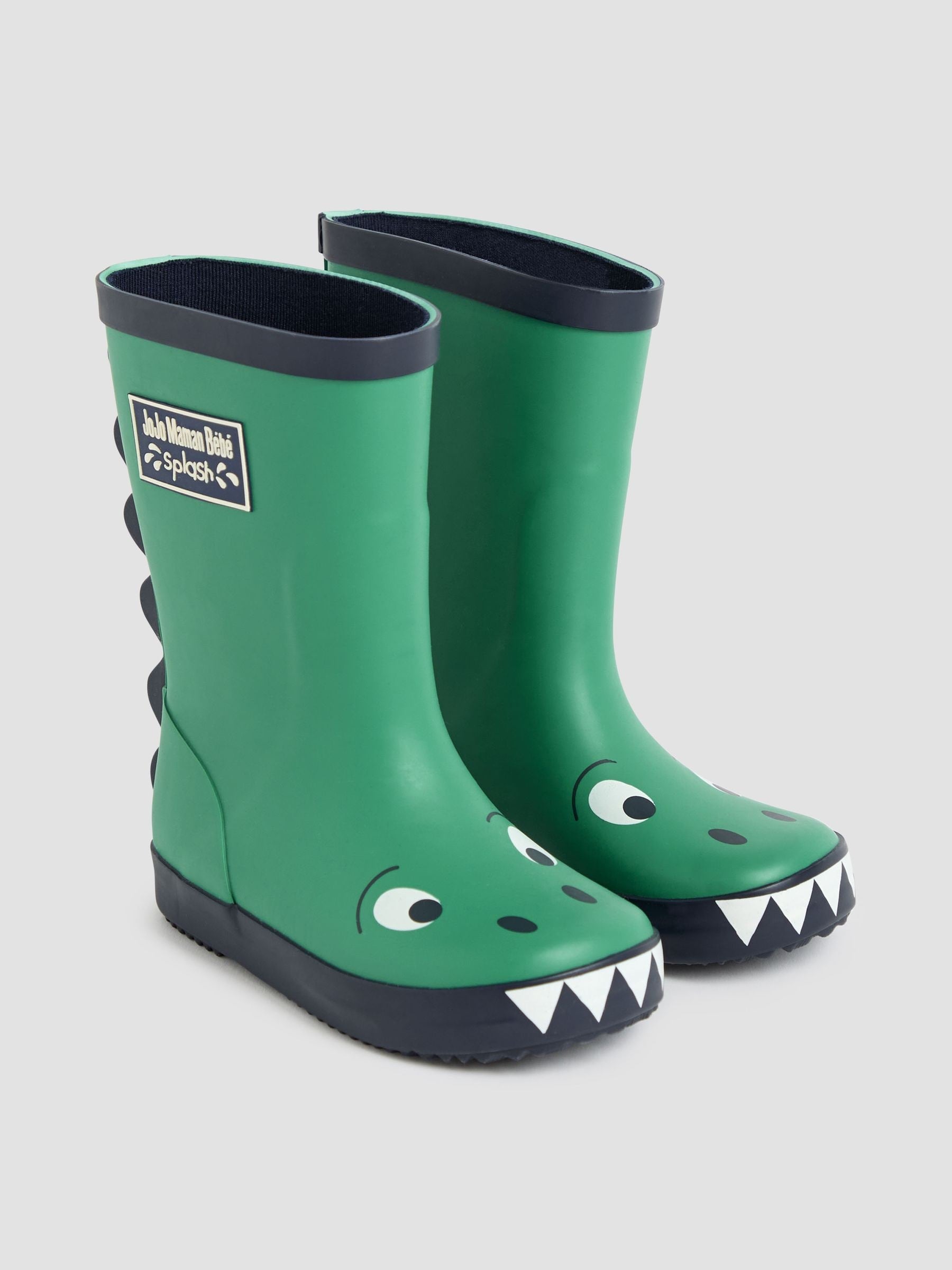 JoJo Maman Bébé Green Dino Printed Lined Wellies image 4
