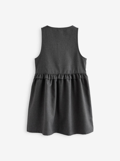 Dsiney Kidz - Grey Zip Front Frill Waist School Pinafore Dress (3-14yrs) image 6