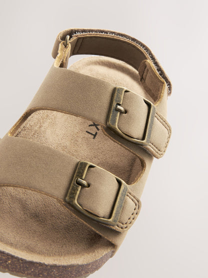 Stone Beige Standard Fit (F) Double Buckle Cushioned Footbed Sandals image 3