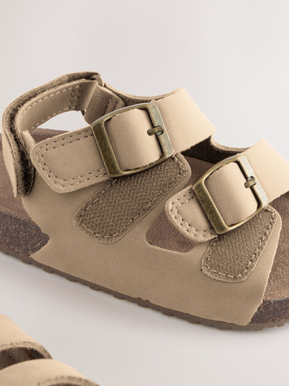 Stone Beige Standard Fit (F) Double Buckle Cushioned Footbed Sandals image 5