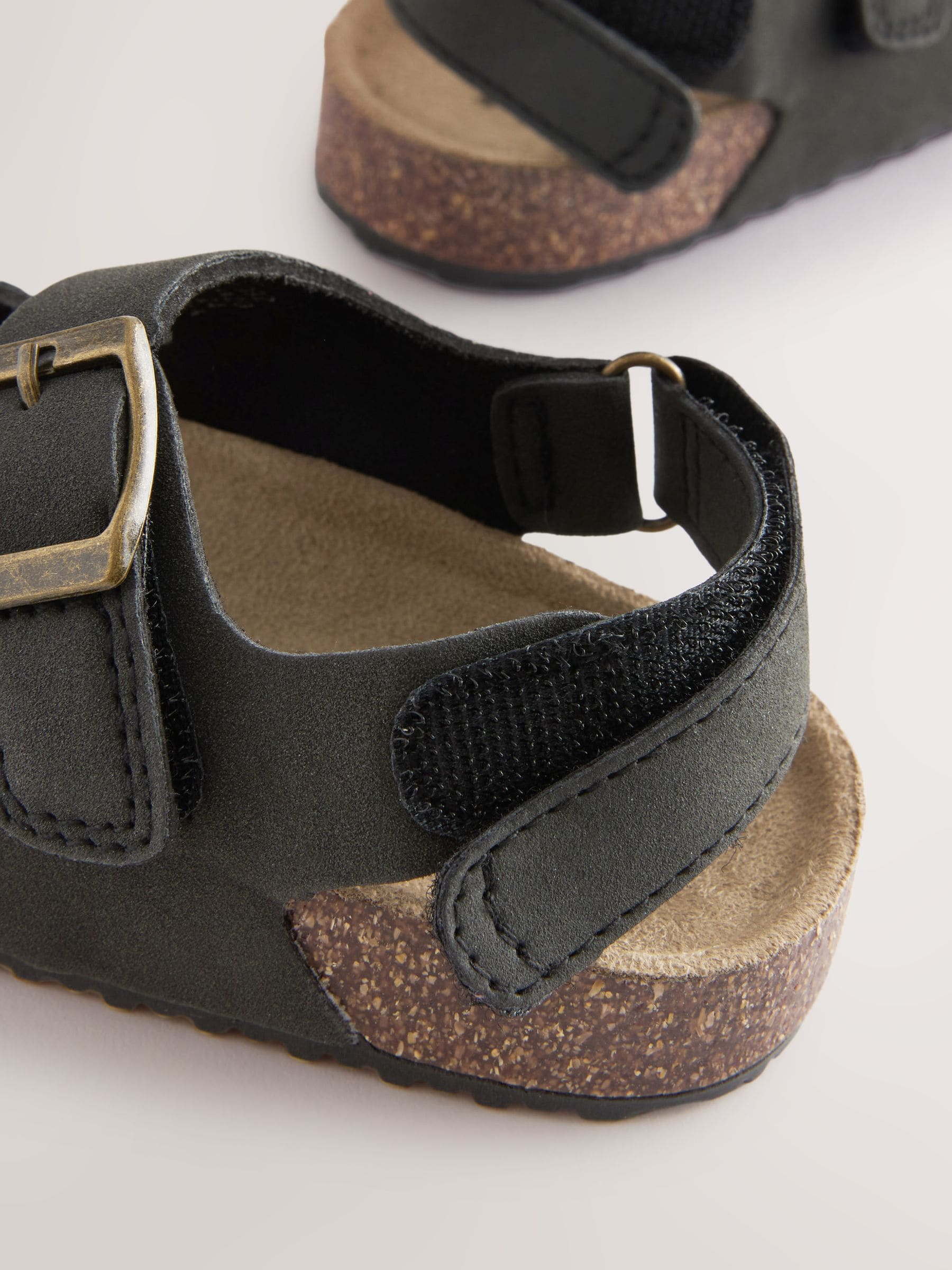 Black Standard Fit (F) Double Buckle Cushioned Footbed Sandals image 3