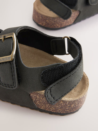 Black Standard Fit (F) Double Buckle Cushioned Footbed Sandals image 3