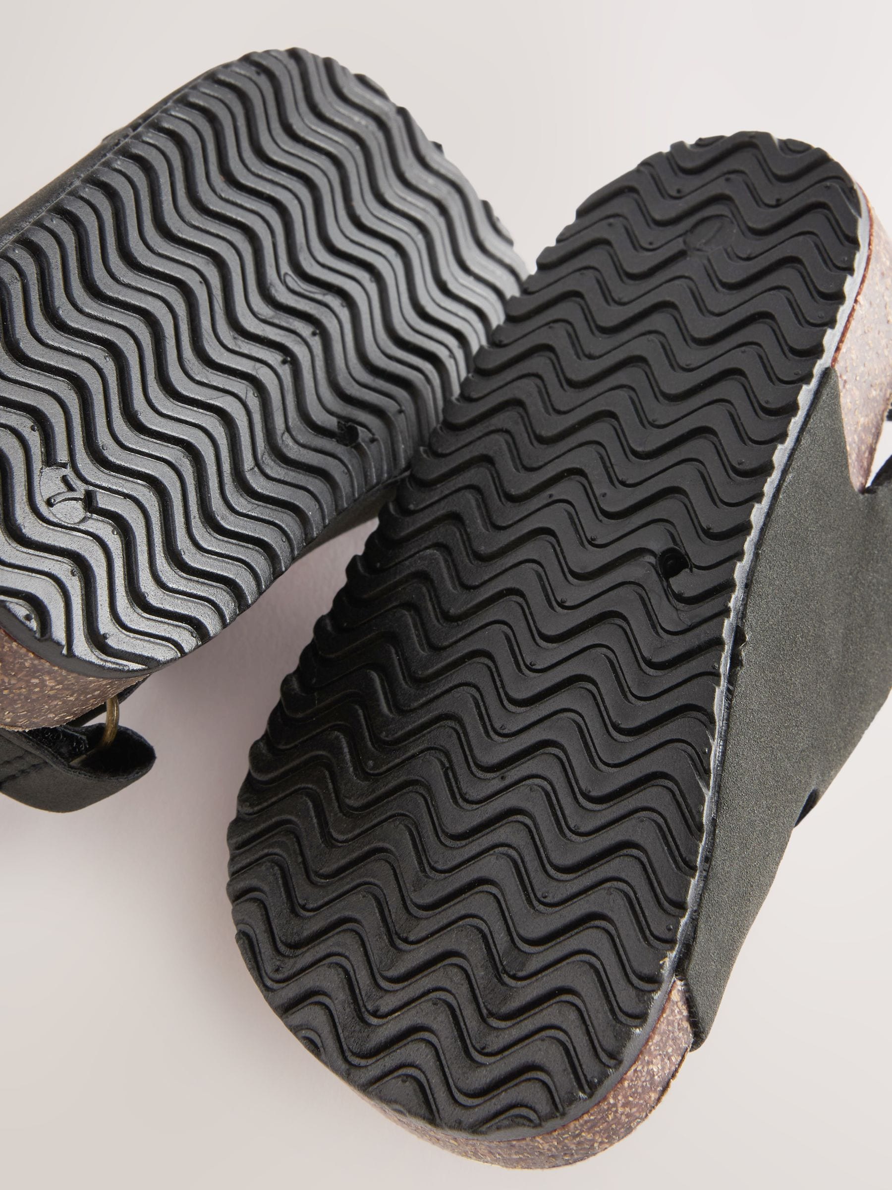 Black Standard Fit (F) Double Buckle Cushioned Footbed Sandals image 4