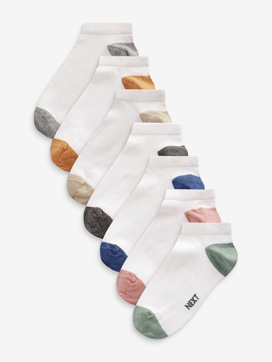 White/Bright Heel and Toe Cotton Rich Trainer Socks 7 Pack image 1