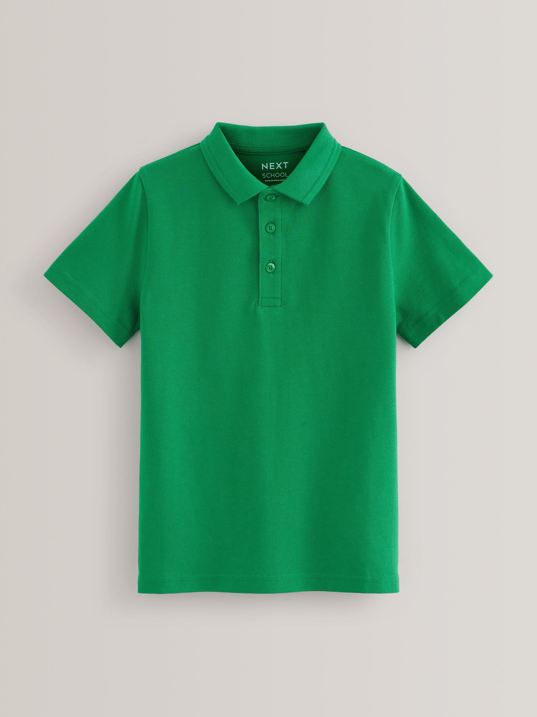 Dsiney Kidz - Green Regular Fit Cotton School Short Sleeve Polo Shirts 2 Pack (3-16yrs) image 6