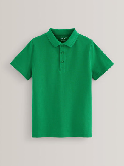 Dsiney Kidz - Green Regular Fit Cotton School Short Sleeve Polo Shirts 2 Pack (3-16yrs) image 6