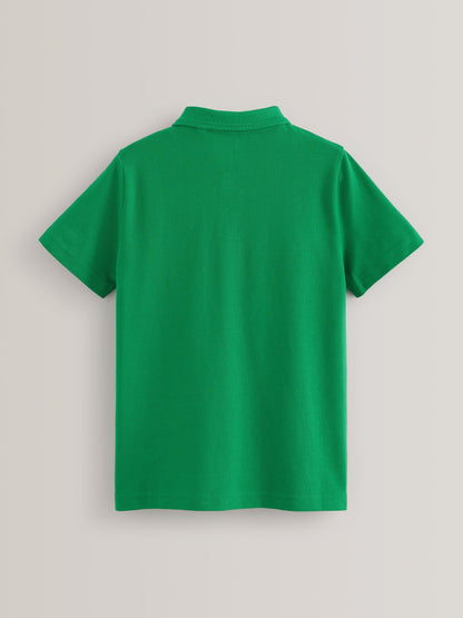 Dsiney Kidz - Green Regular Fit Cotton School Short Sleeve Polo Shirts 2 Pack (3-16yrs) image 7