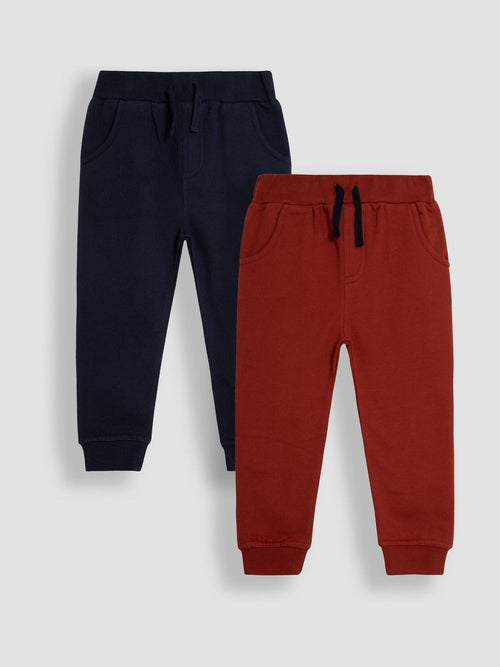 JoJo Maman Bébé Rust and Navy Blue 2-Pack Joggers image 1