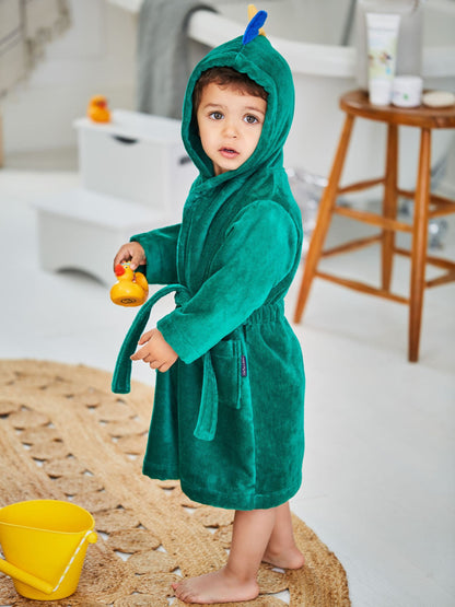 JoJo Maman Bébé Green Dinosaur Cotton Towelling Robe image 1