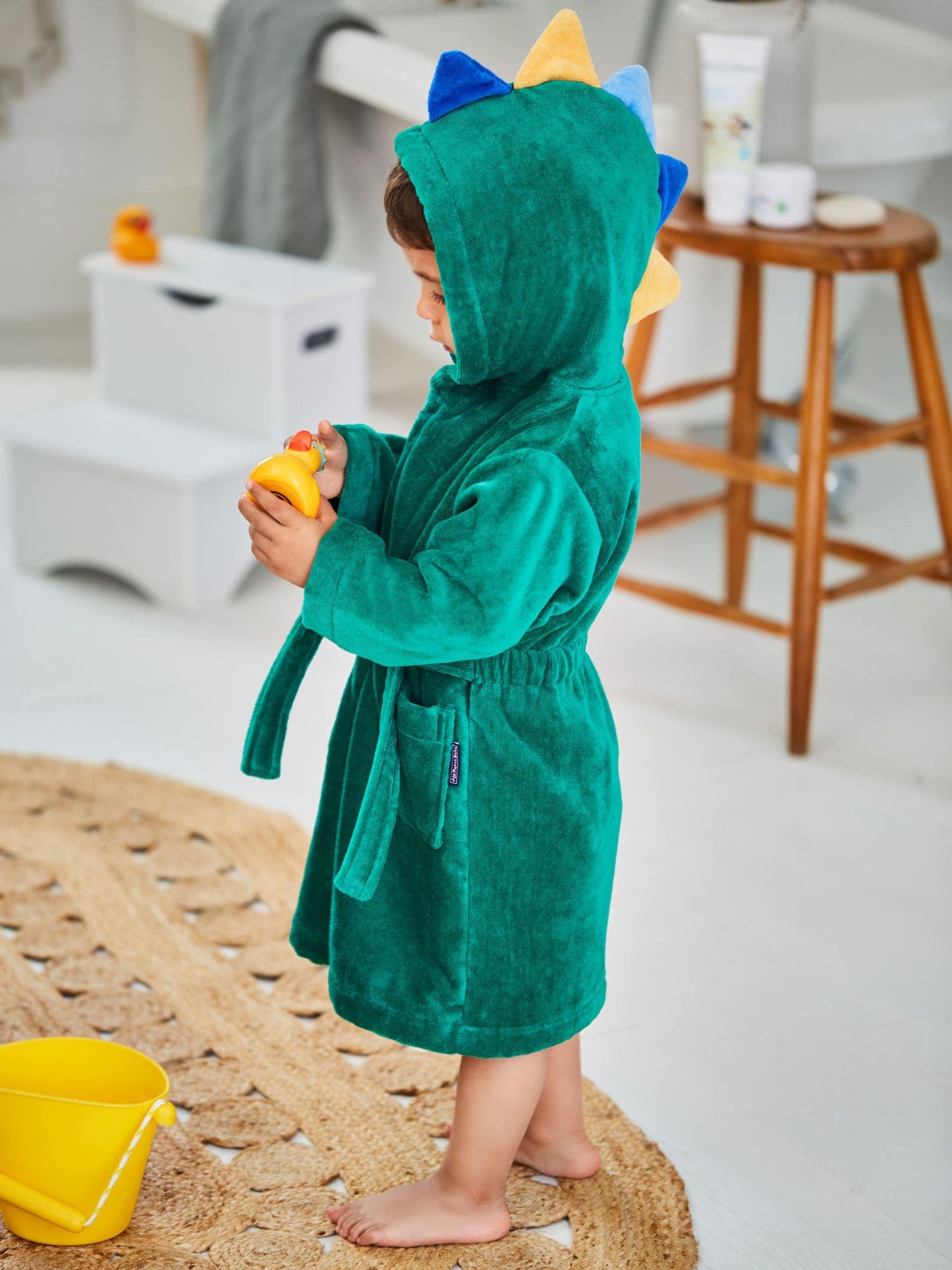 JoJo Maman Bébé Green Dinosaur Cotton Towelling Robe image 2