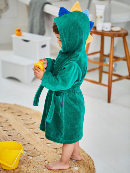 JoJo Maman Bébé Green Dinosaur Cotton Towelling Robe image 2