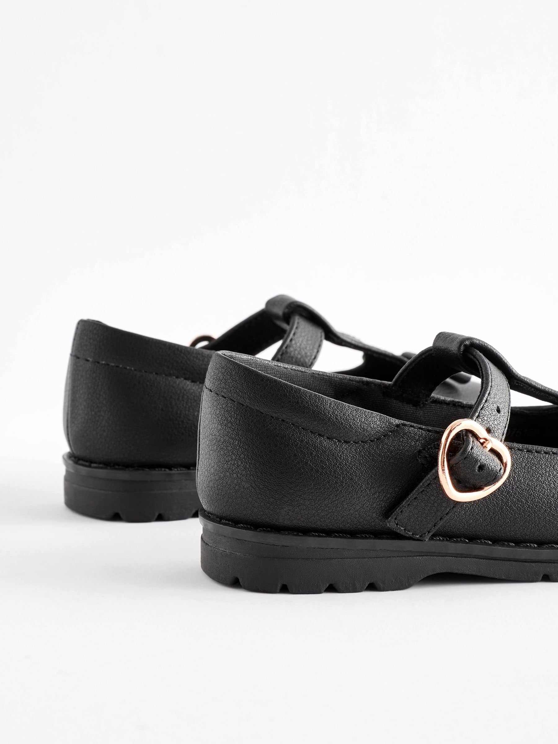 Black Matt Wide Fit (G) School Junior Bow T-Bar Shoes image 5