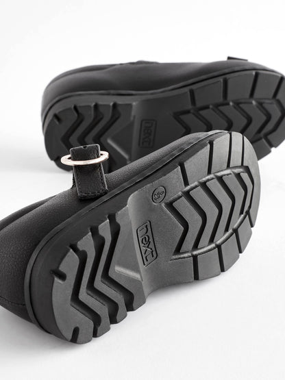 Black Matt Wide Fit (G) School Junior Bow T-Bar Shoes image 8