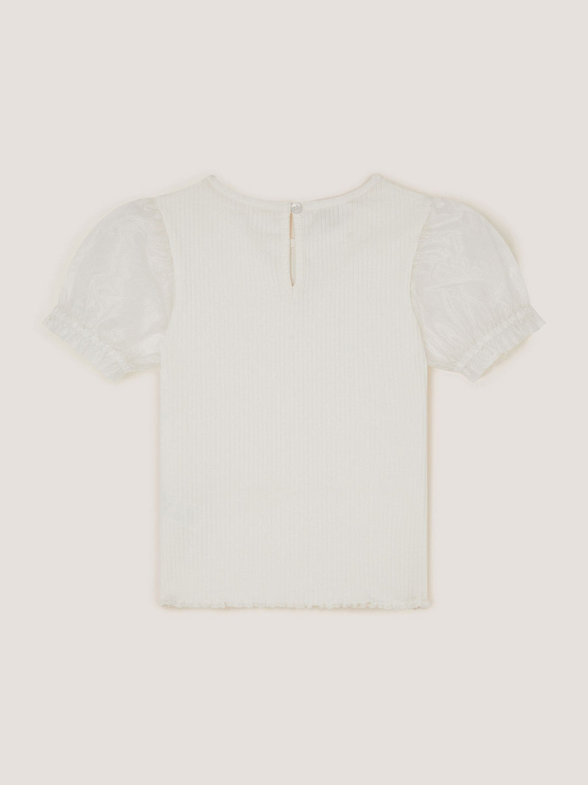 Dsiney Kidz - Monsoon Cream Embellished Puff Sleeve Bow T-Shirt image 3