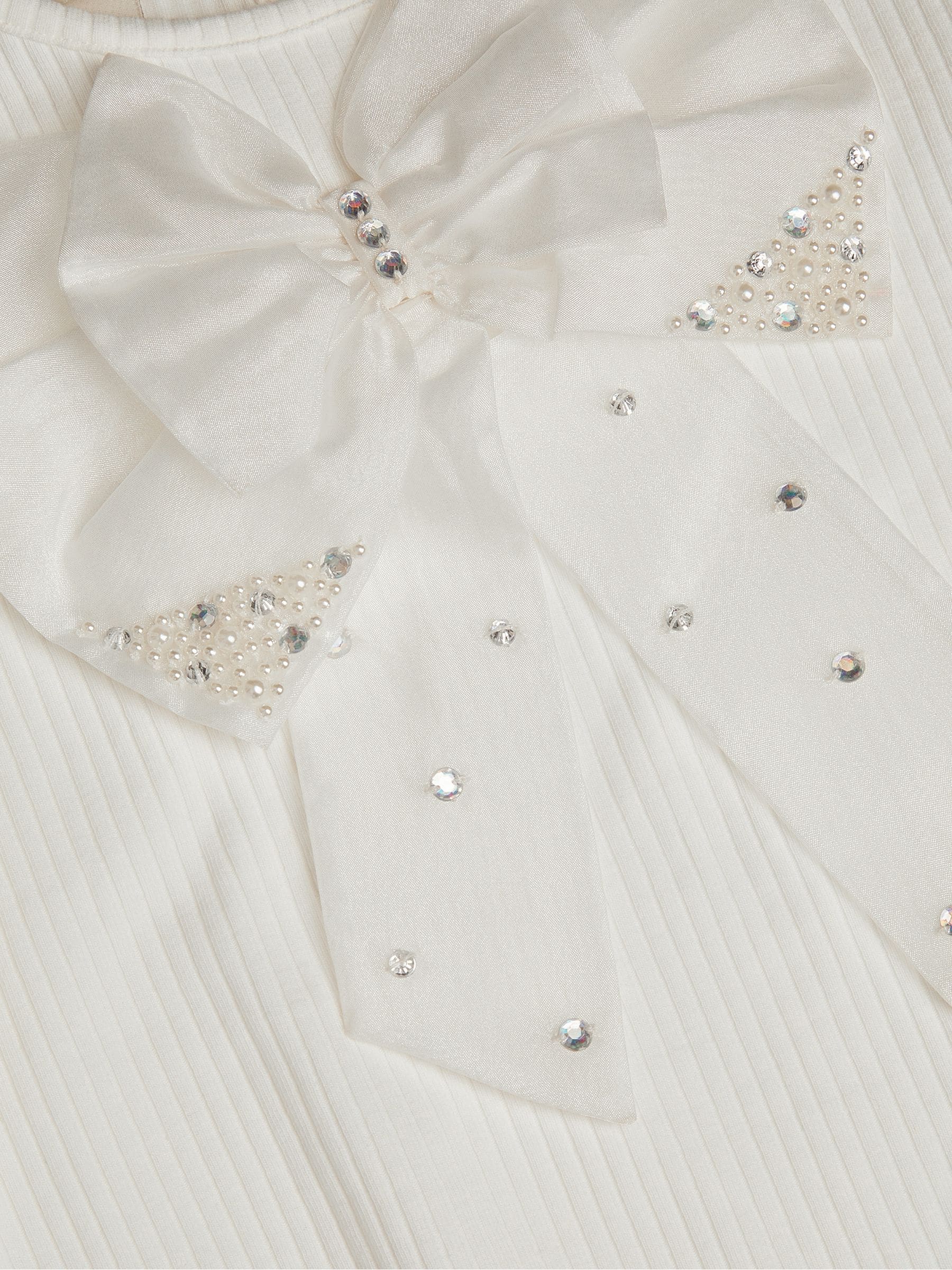 Dsiney Kidz - Monsoon Cream Embellished Puff Sleeve Bow T-Shirt image 4