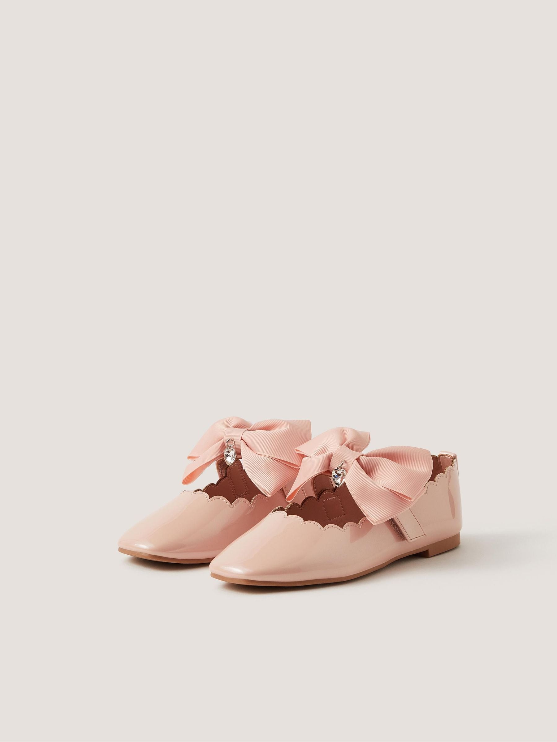 Monsoon Pink Bow Strap Patent Ballet Flats image 1