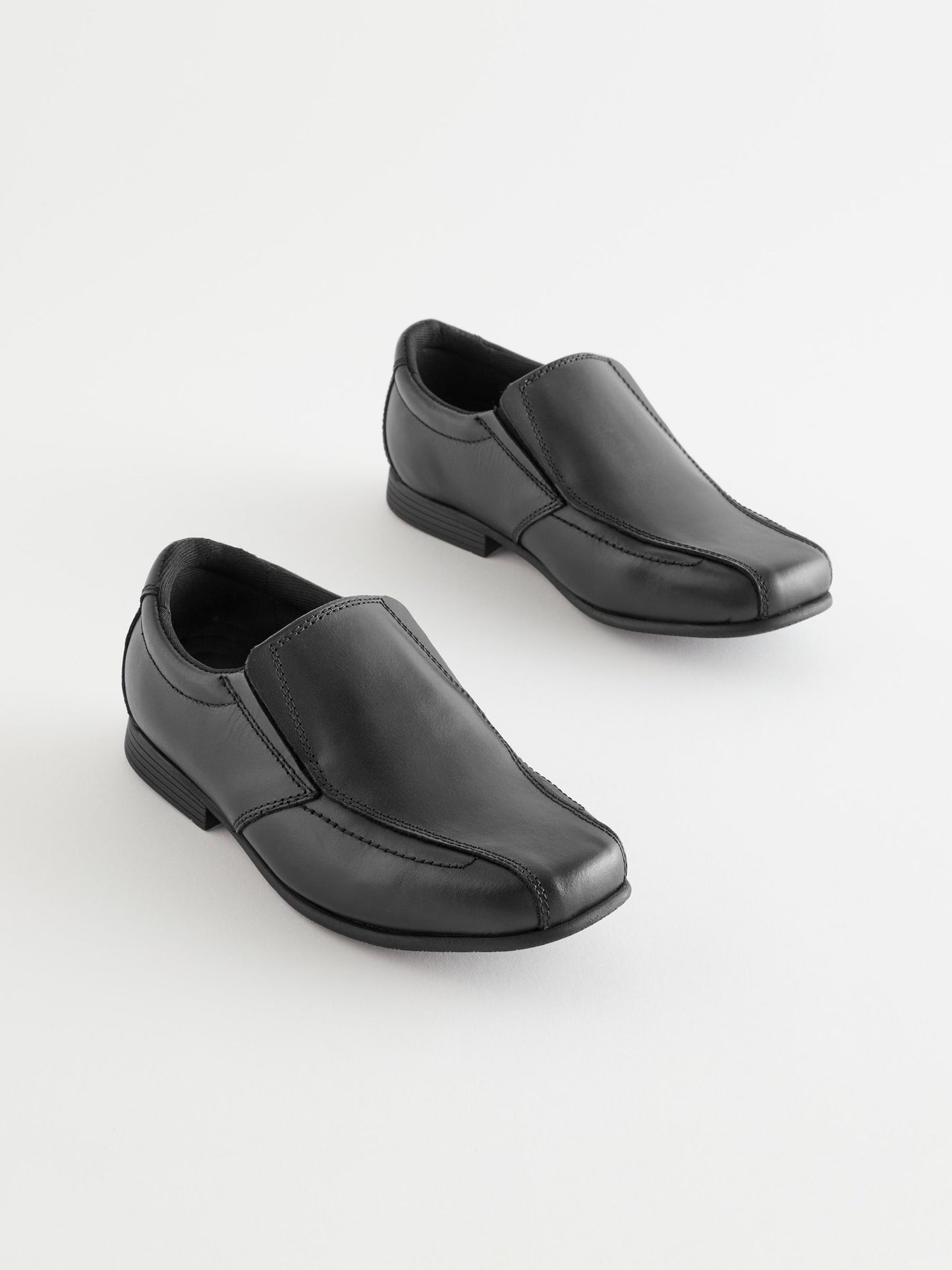 Black Standard Fit (F) Slip On Leather Loafer School Shoes image 1