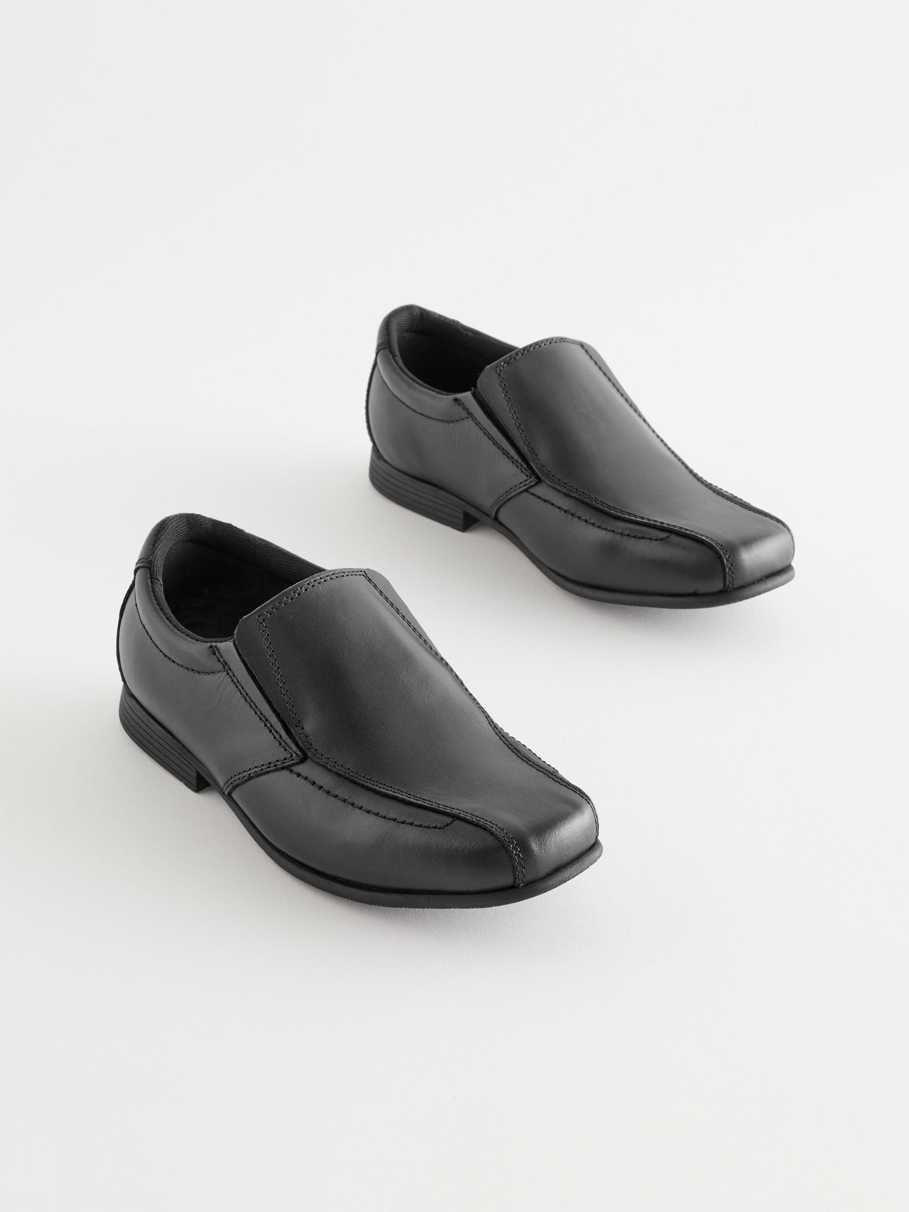 Black Standard Fit (F) Slip On Leather Loafer School Shoes image 1