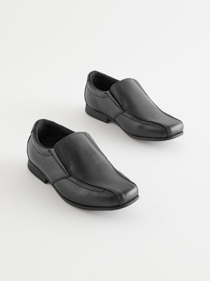 Black Standard Fit (F) Slip On Leather Loafer School Shoes image 1