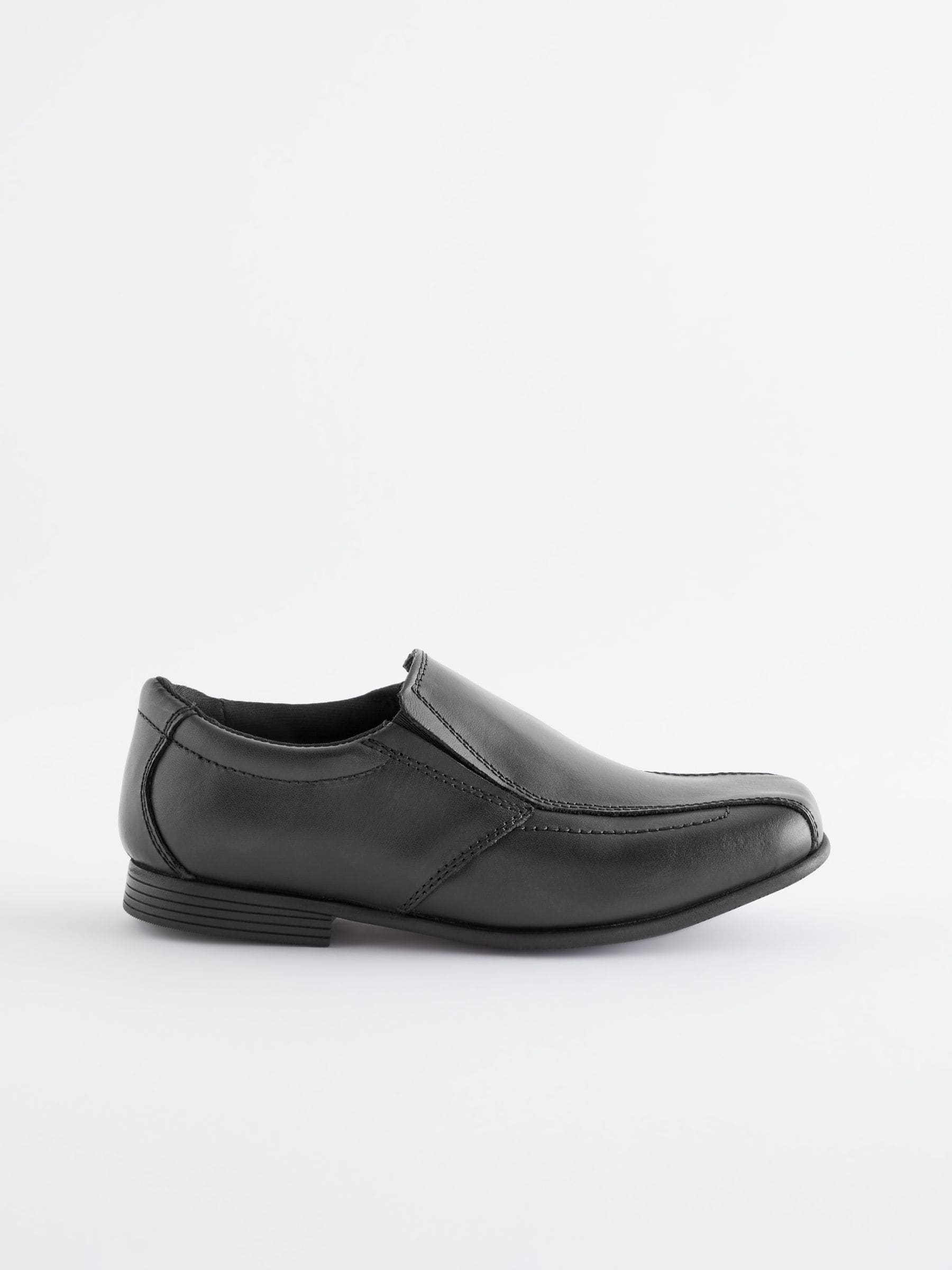 Black Standard Fit (F) Slip On Leather Loafer School Shoes image 2